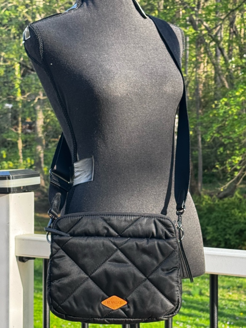 MZ Wallace Black Madison Quilted Crossbody Bag with Adjustable Strap - Picture 10 of 15